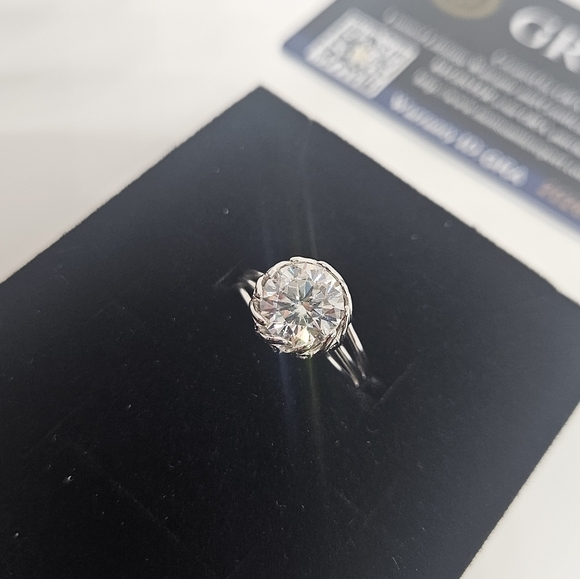 Jewelry - 925 Silver 3 Carat Moissanite Wide Ring